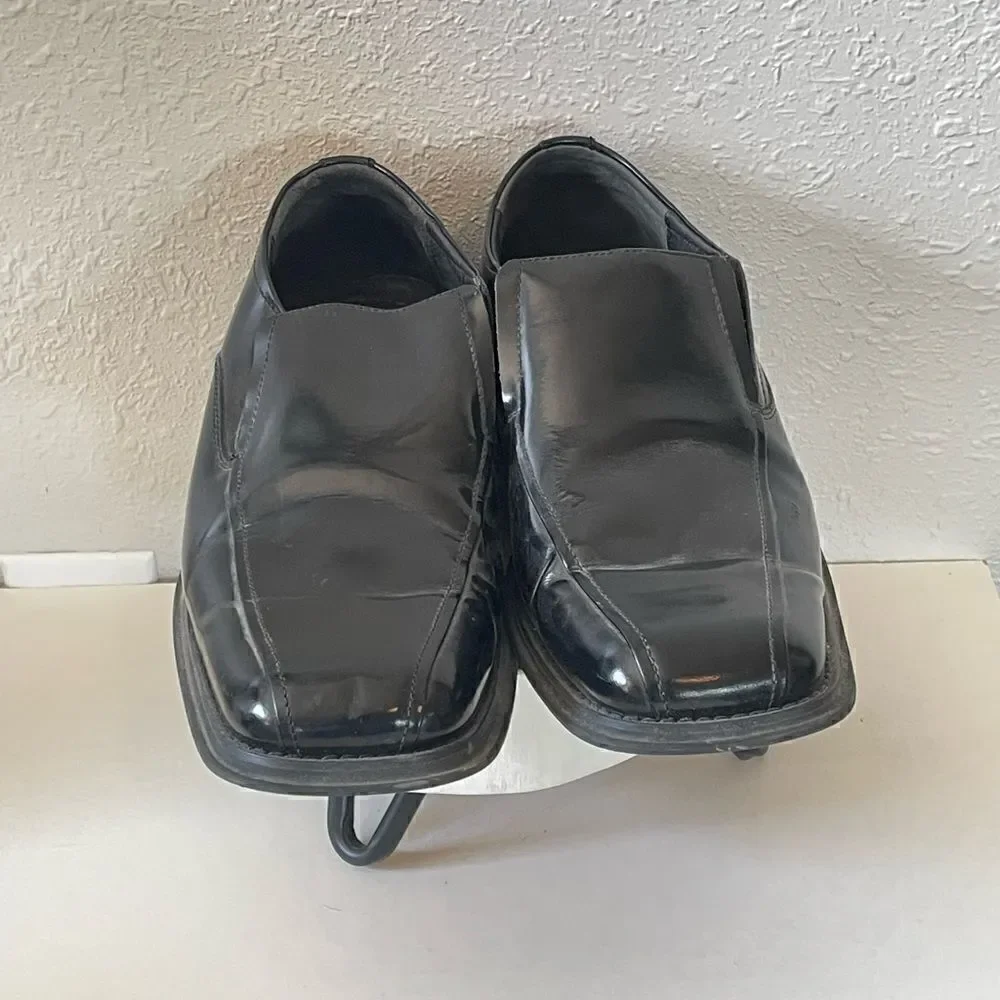 EUC Alfani Mens Black Leather Slip-On Dress Shoes Size 10M